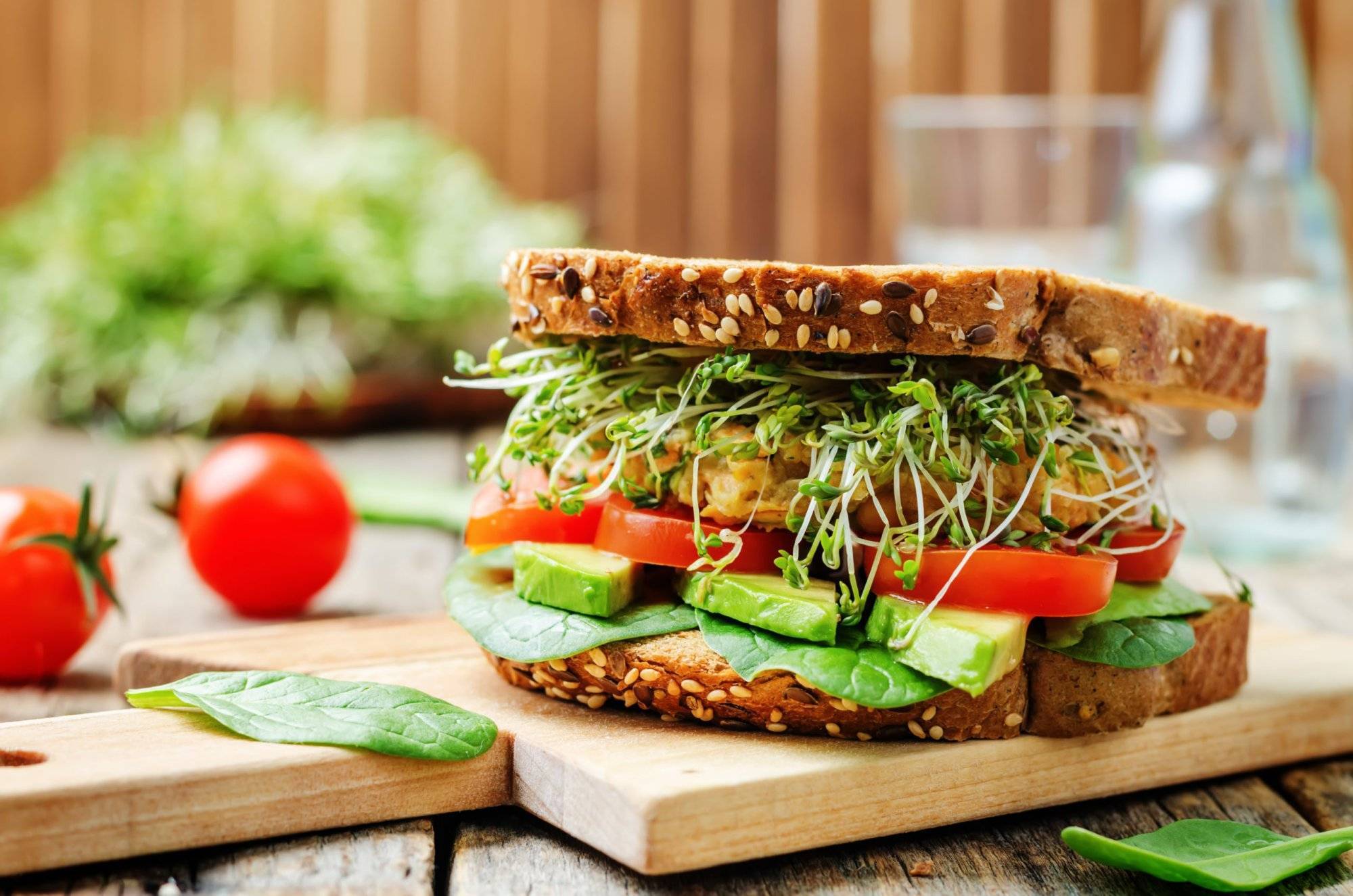 sprouts avocado tomato spinach chickpeas burger rye sandwich Find Your Favorite Restaurants in Grapevine at Park Place